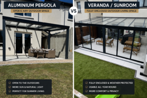 Difference between aluminium pergola and veranda in Ireland